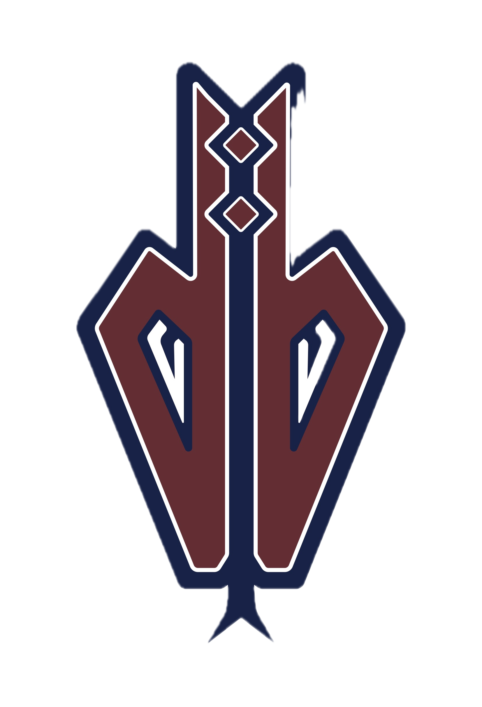 Diamond Dirtbags mark — navy spear and maroon shields forming DD.
